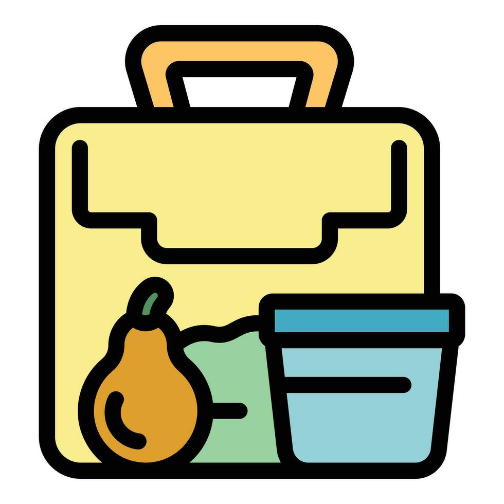 Pear lunch box icon vector flat