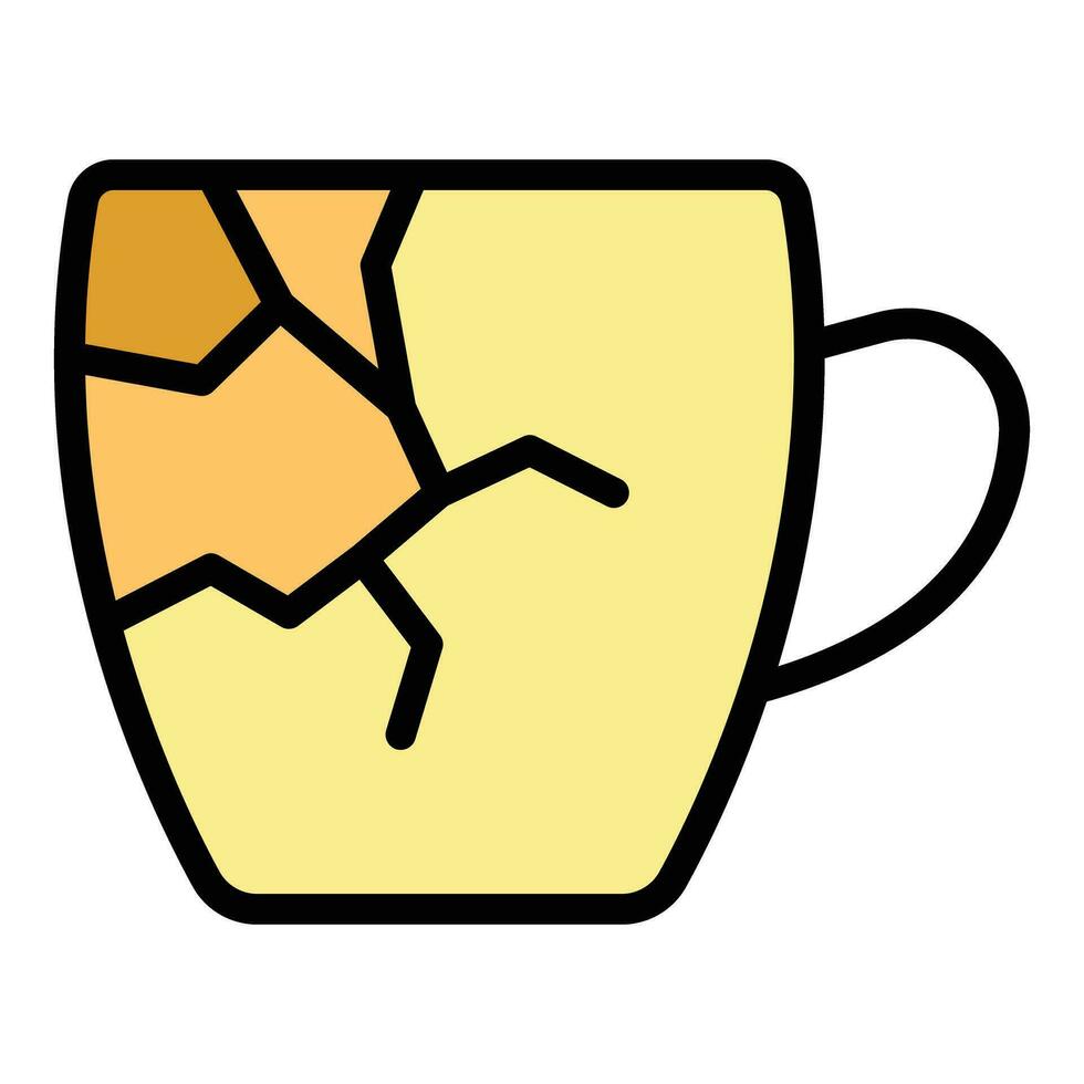 Broken mug icon vector flat