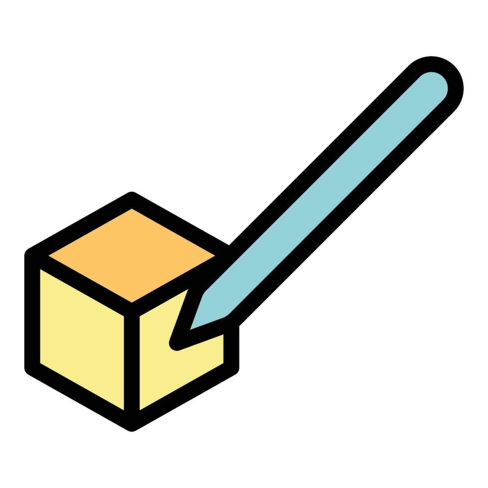 Draw cube icon vector flat