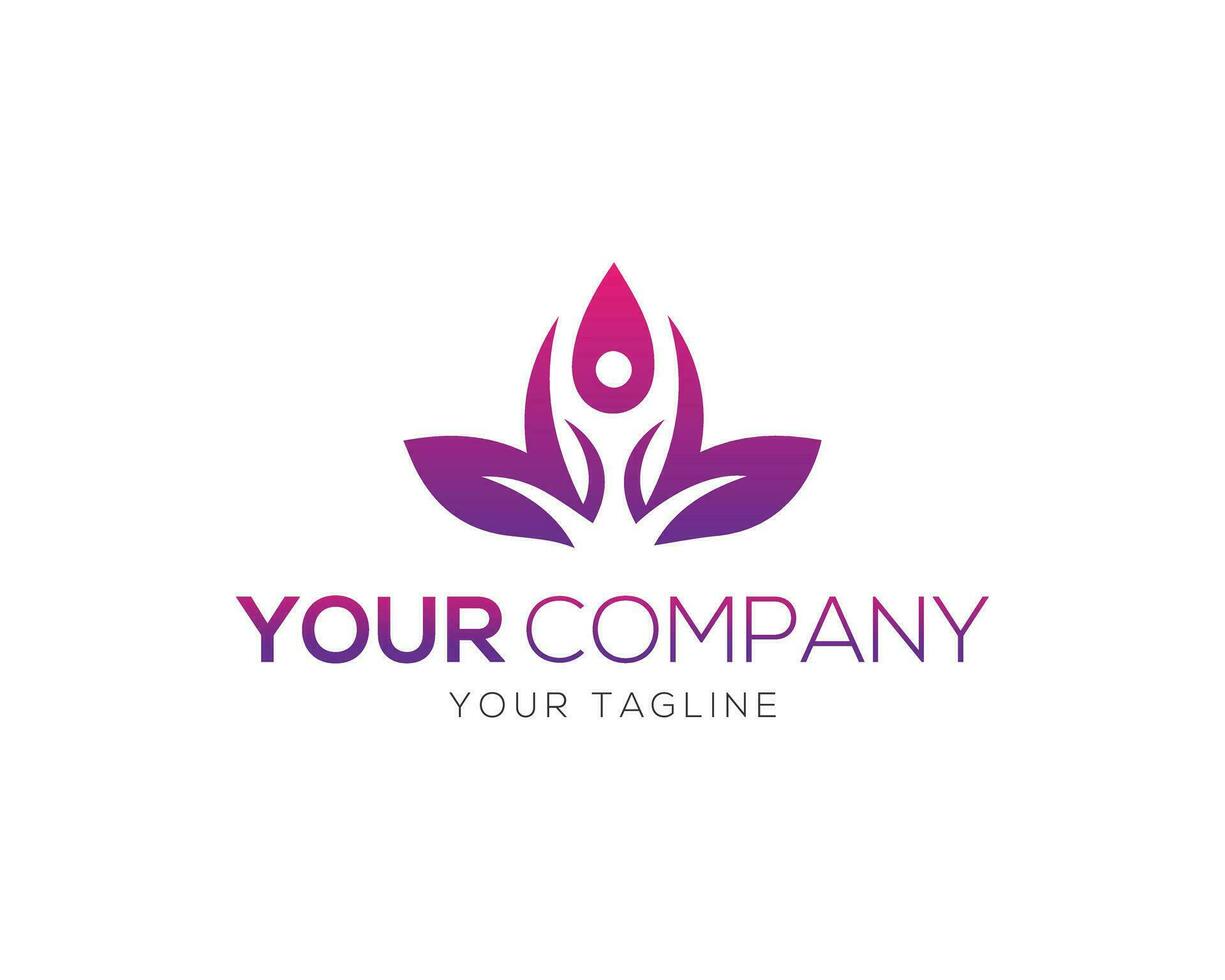 Yoga, Human meditation in flower vector template.