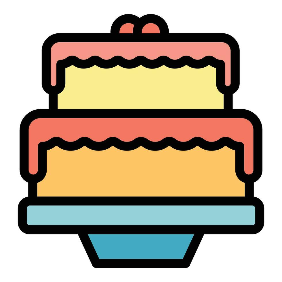 Cake chocolate fountain icon vector flat