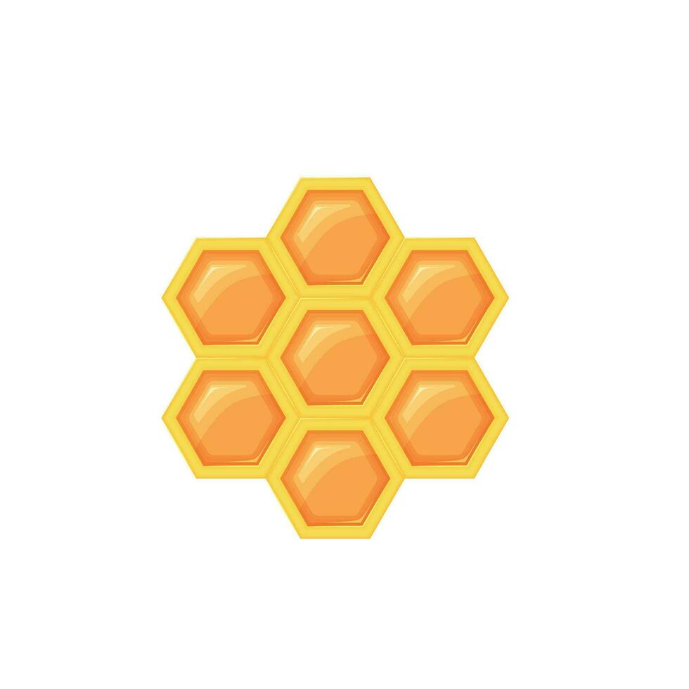 Honeycomb with bee honey vector illustration isolated on white background.