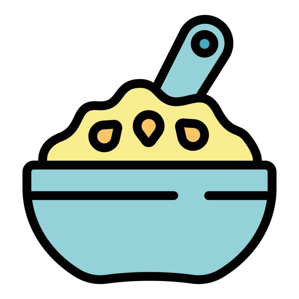 Buckwheat bowl icon vector flat