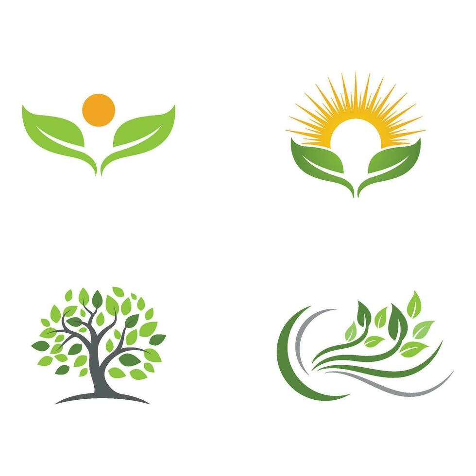 Logos of green Tree leaf ecology vector