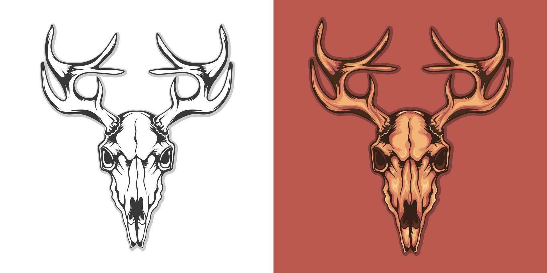 Hunting Deer head skull vector design illustration