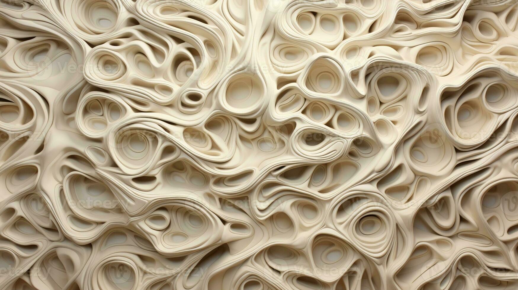 Generative AI, white, ivory and beige modelling clay, gypsum or ceramic background and texture, curls and flowing forms photo