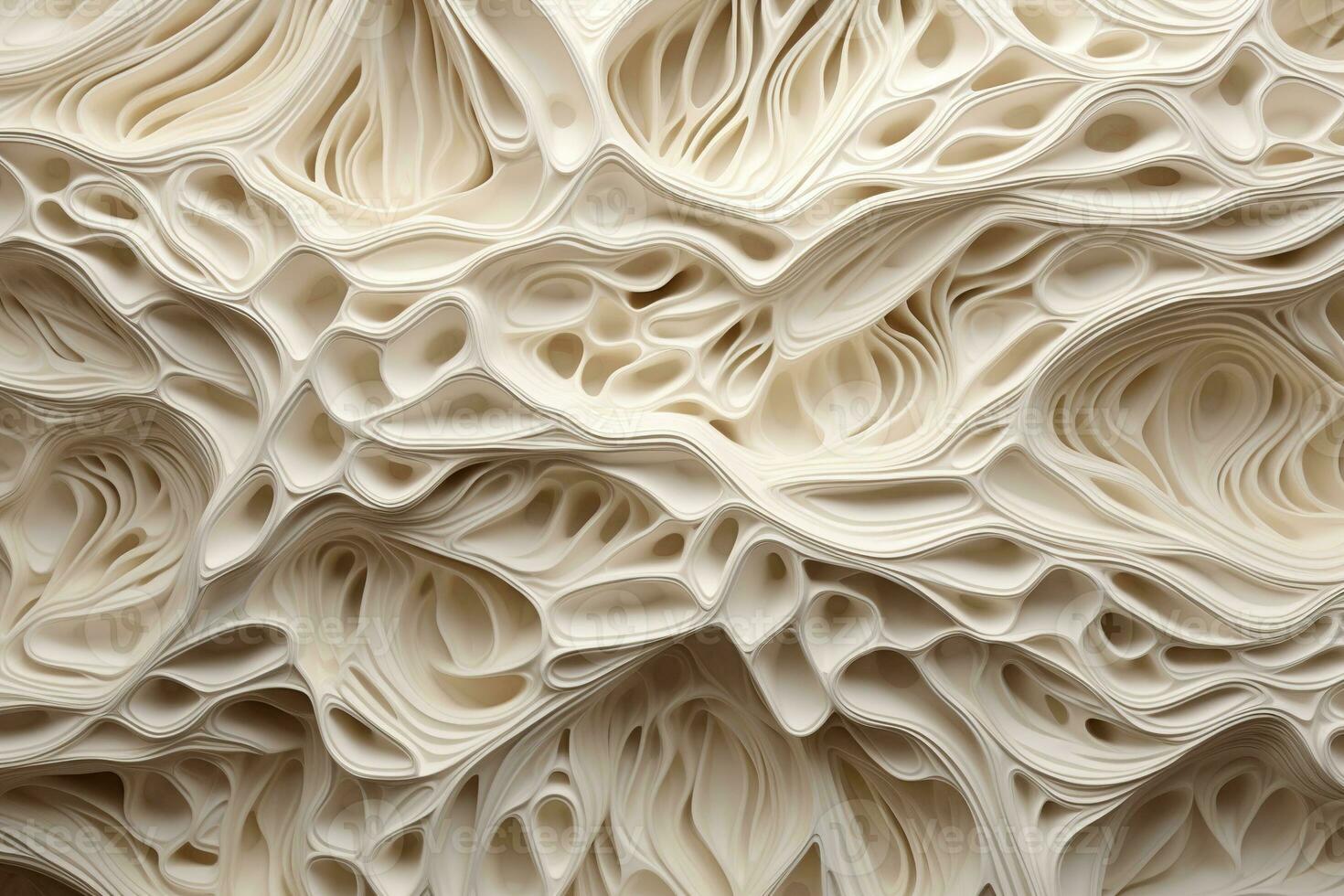 Generative AI, white, ivory and beige modelling clay, gypsum or ceramic background and texture, curls and flowing forms photo