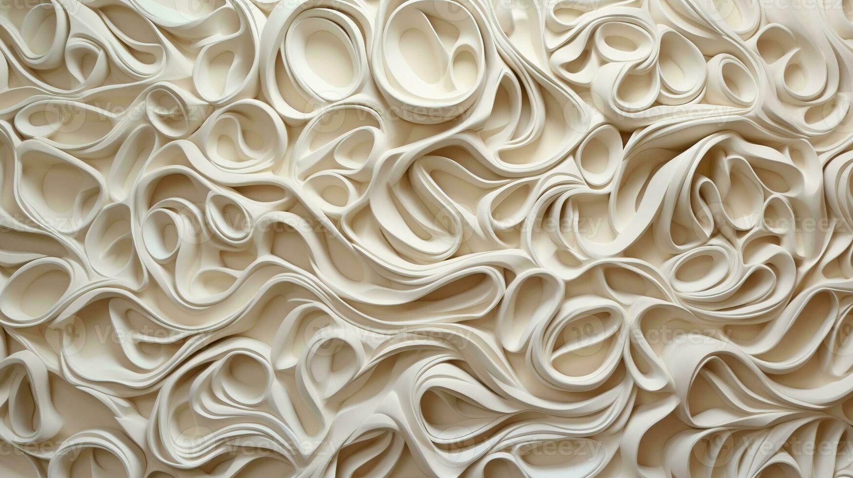 Generative AI, white, ivory and beige modelling clay, gypsum or ceramic background and texture, curls and flowing forms photo