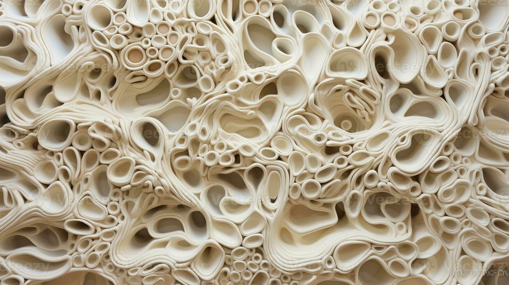 Generative AI, white, ivory and beige modelling clay, gypsum or ceramic background and texture, curls and flowing forms photo