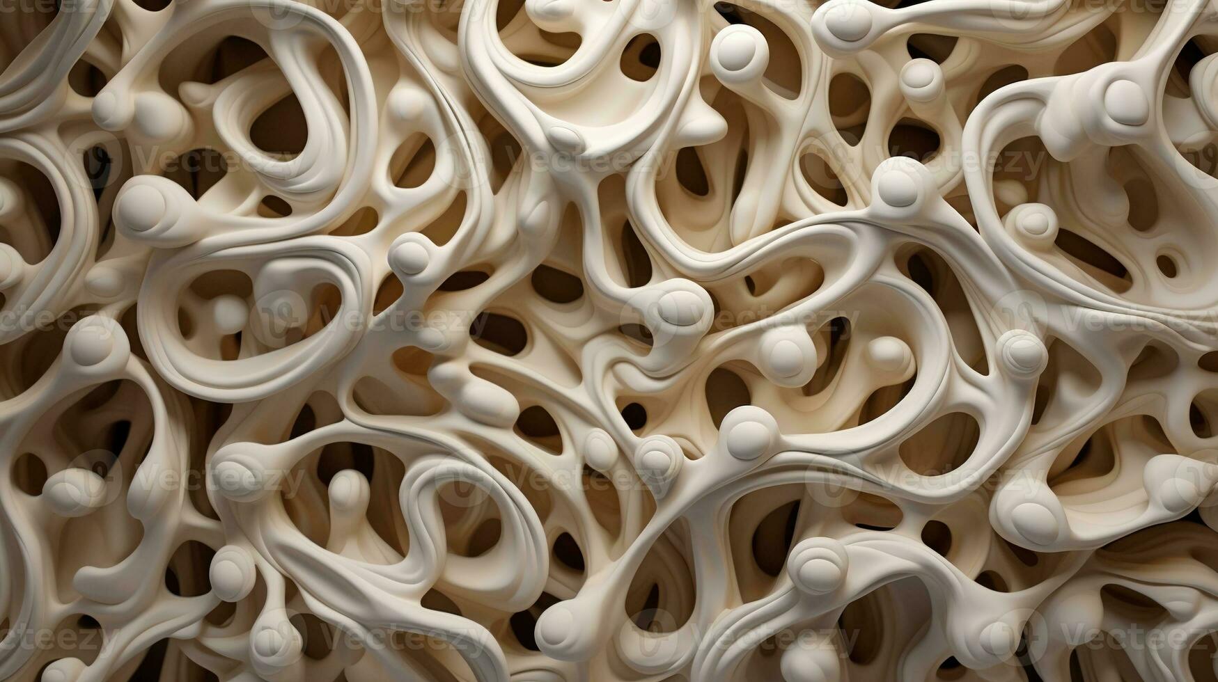 Generative AI, white, ivory and beige modelling clay, gypsum or ceramic background and texture, curls and flowing forms photo