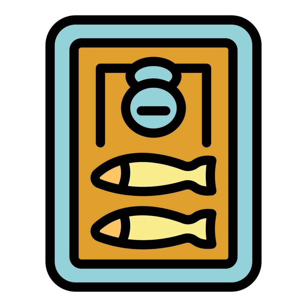 pescado lata icono vector plano