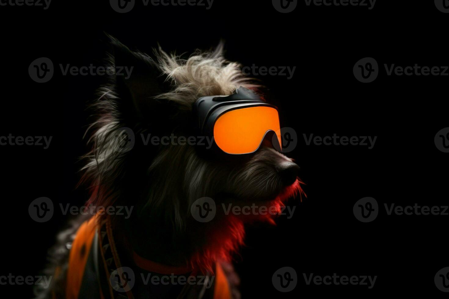 Dog eyeglasses glowing. Generate Ai photo