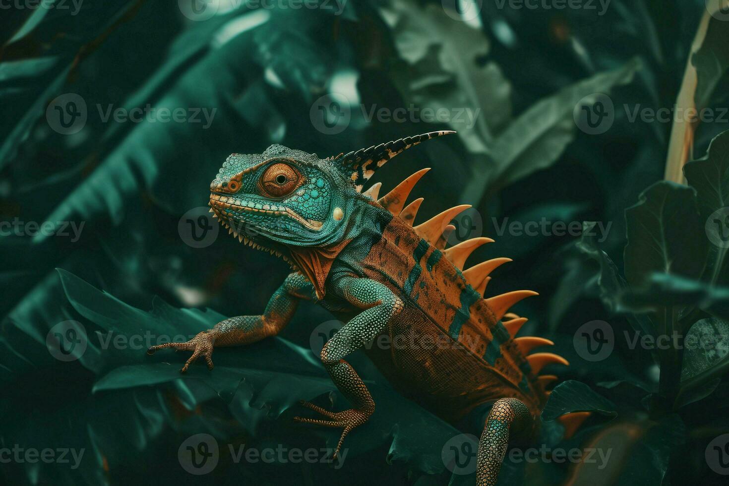 Lizard iguana forest. Generate Ai photo