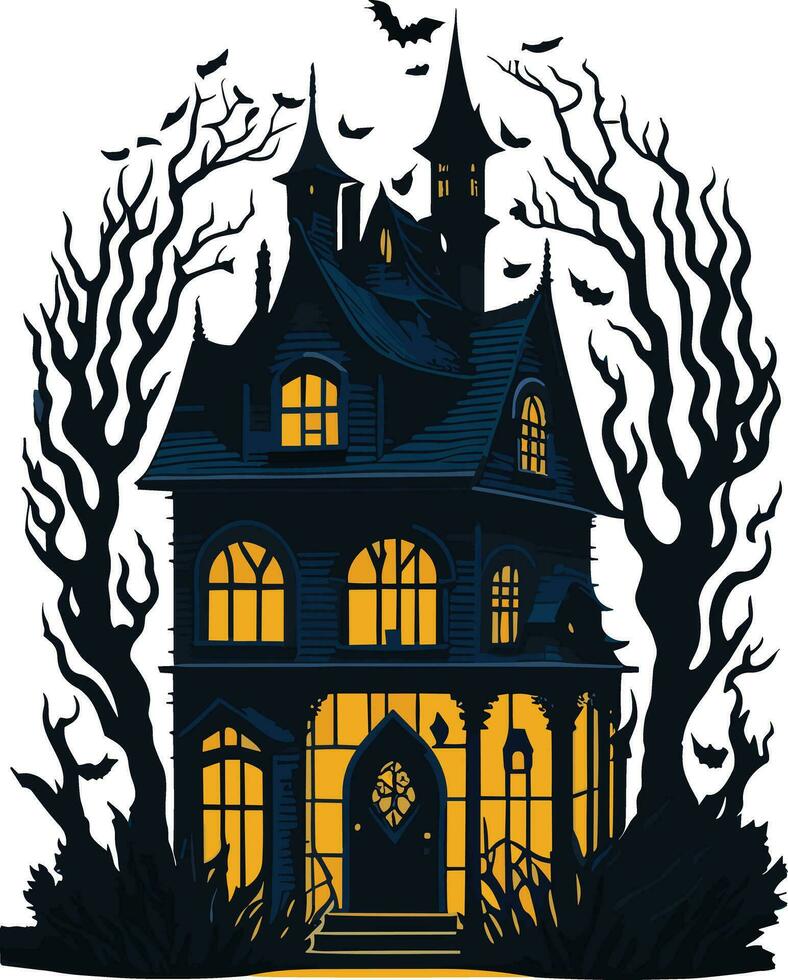 Haunted House Laser Cut Design vector