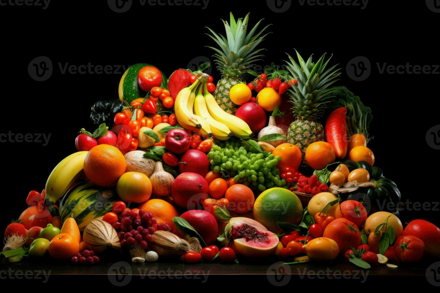 Fresh Asian fruit market vegetables. Generate Ai photo