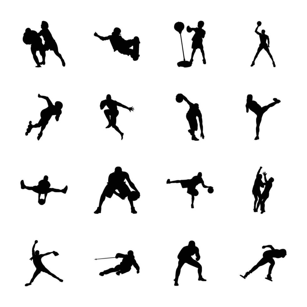 Pack of Sports and Games Silhouettes Icons vector