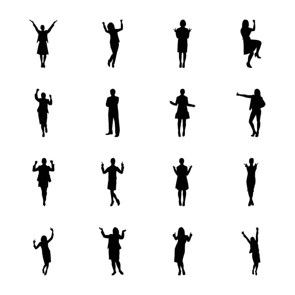 Pack of Solid Human Avatars Icons vector