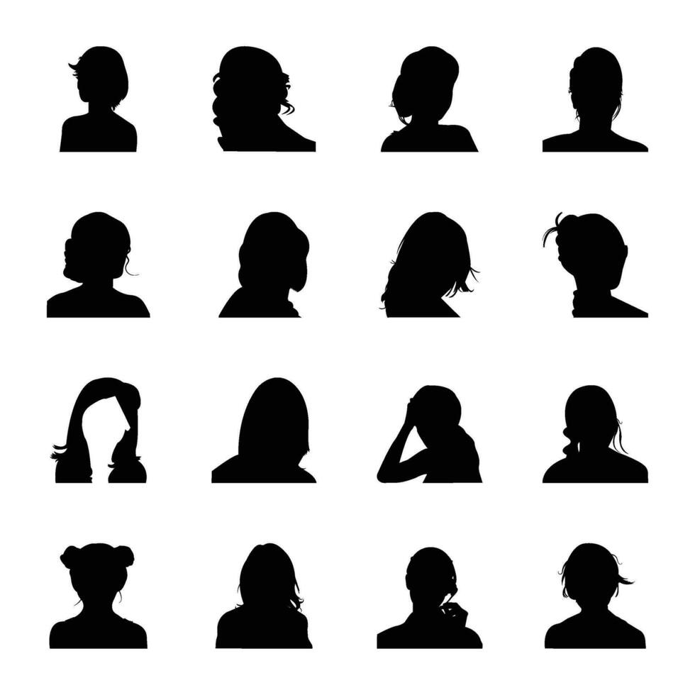 Pack of Human Face Silhouettes vector