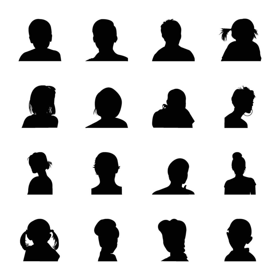 Pack of Human Face Silhouettes vector