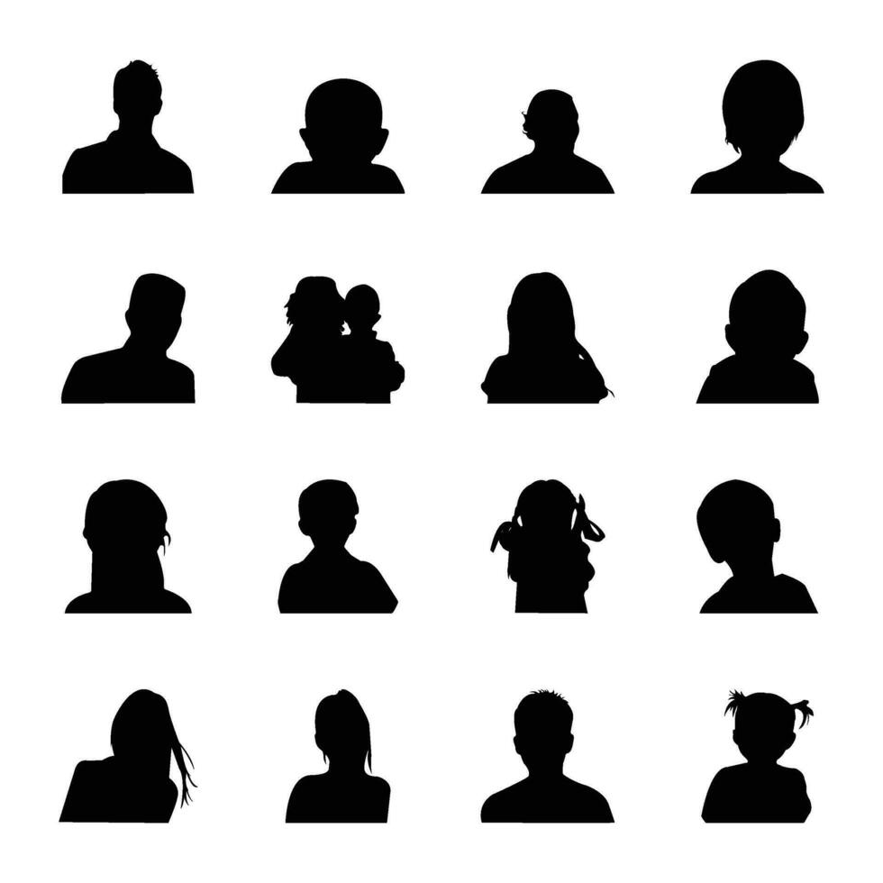 Pack of Human Face Silhouettes vector