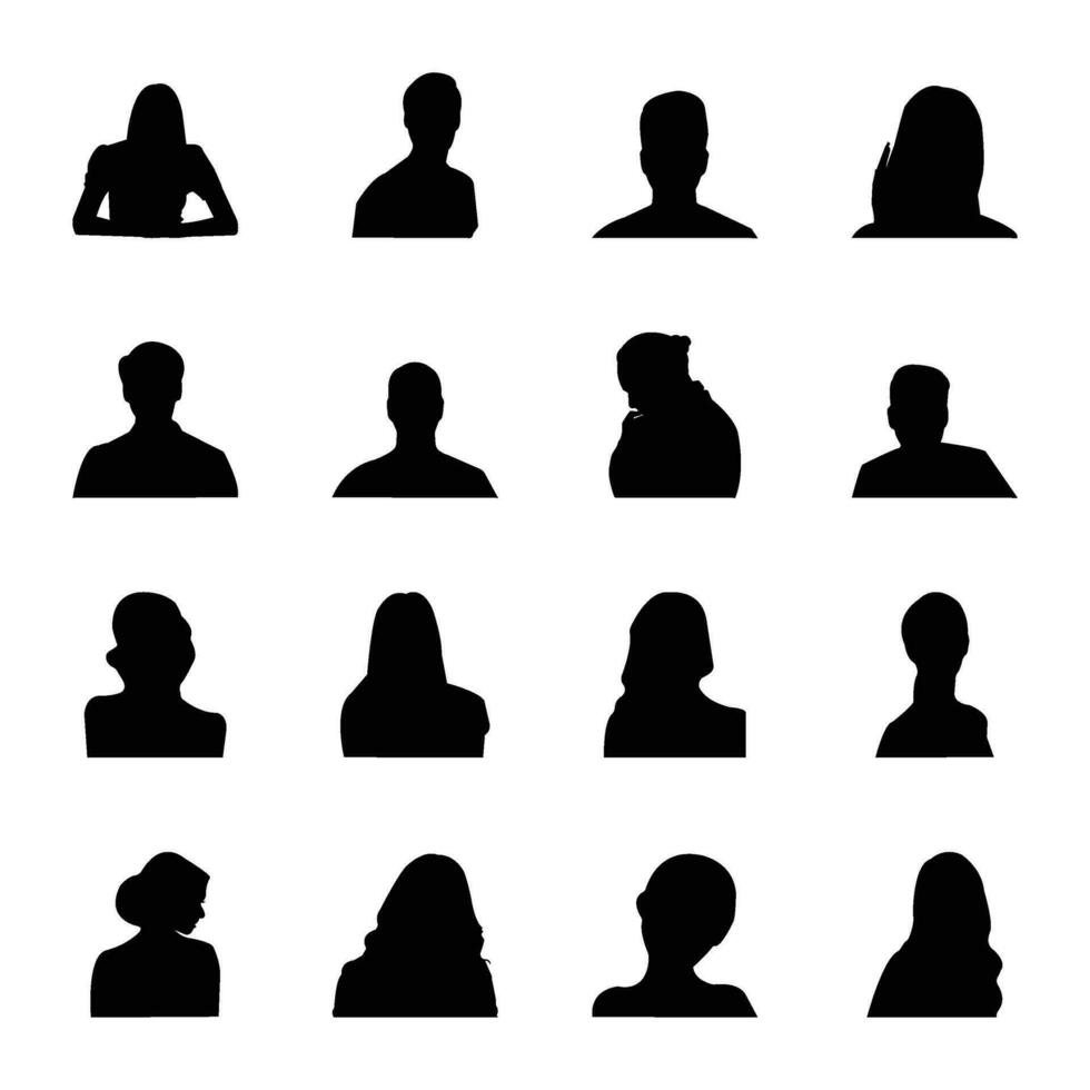 Pack of Human Face Silhouettes vector