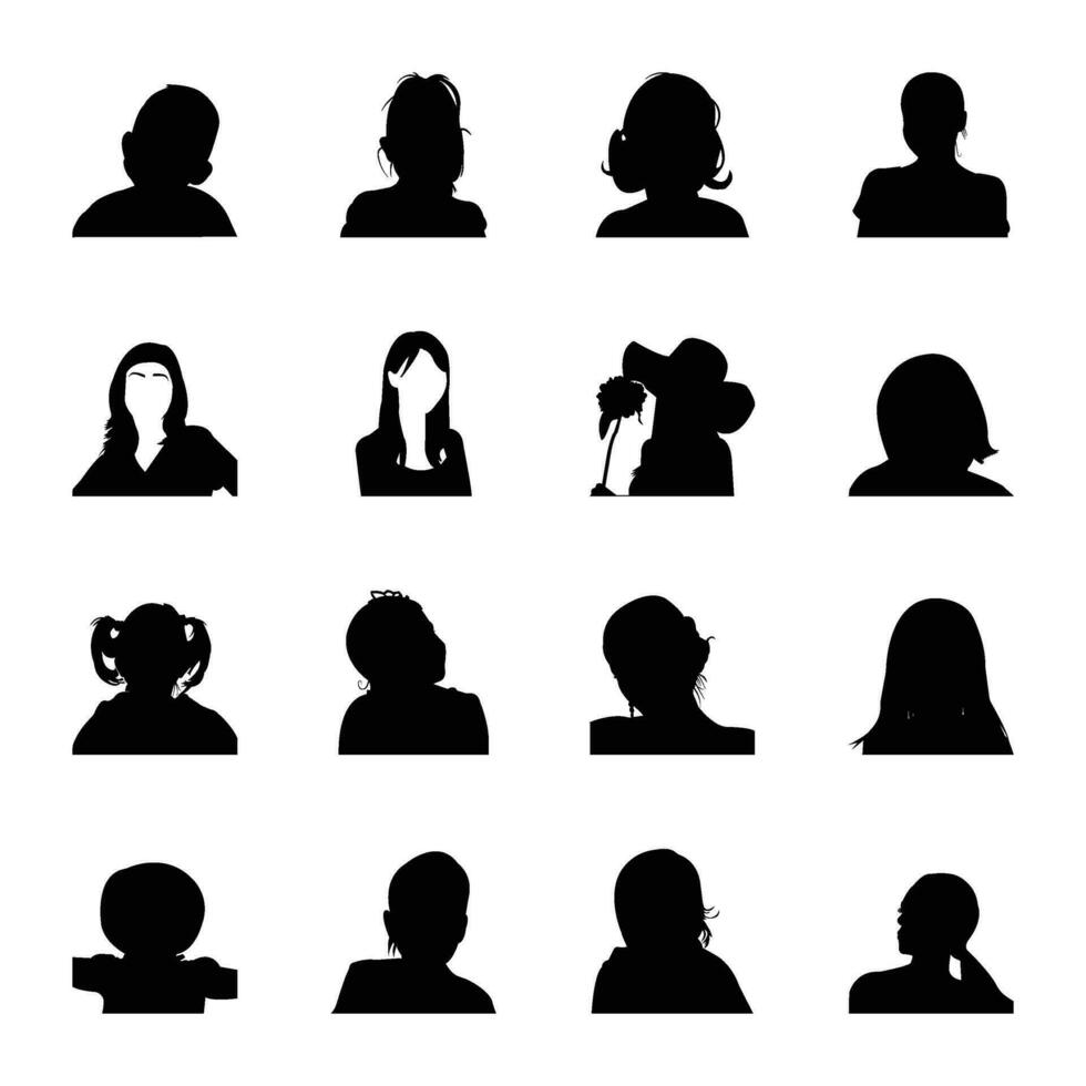 Pack of Human Face Silhouettes vector