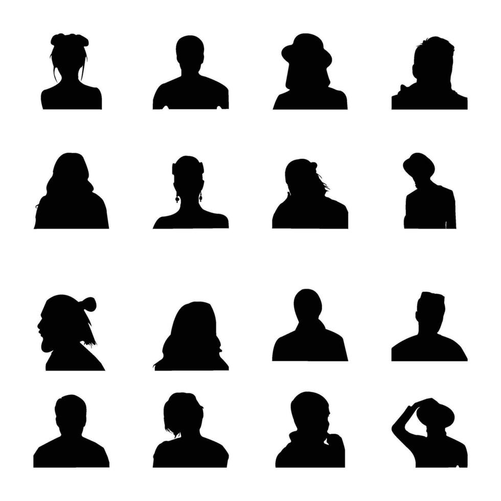 Pack of Human Face Silhouettes vector