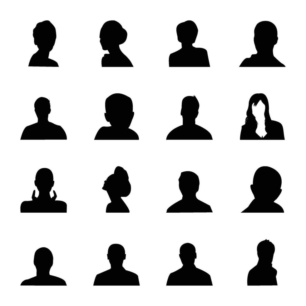 Pack of Human Face Silhouettes vector