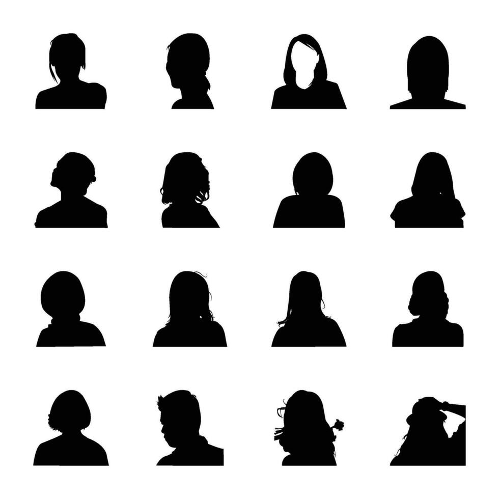 Pack of Human Face Silhouettes vector