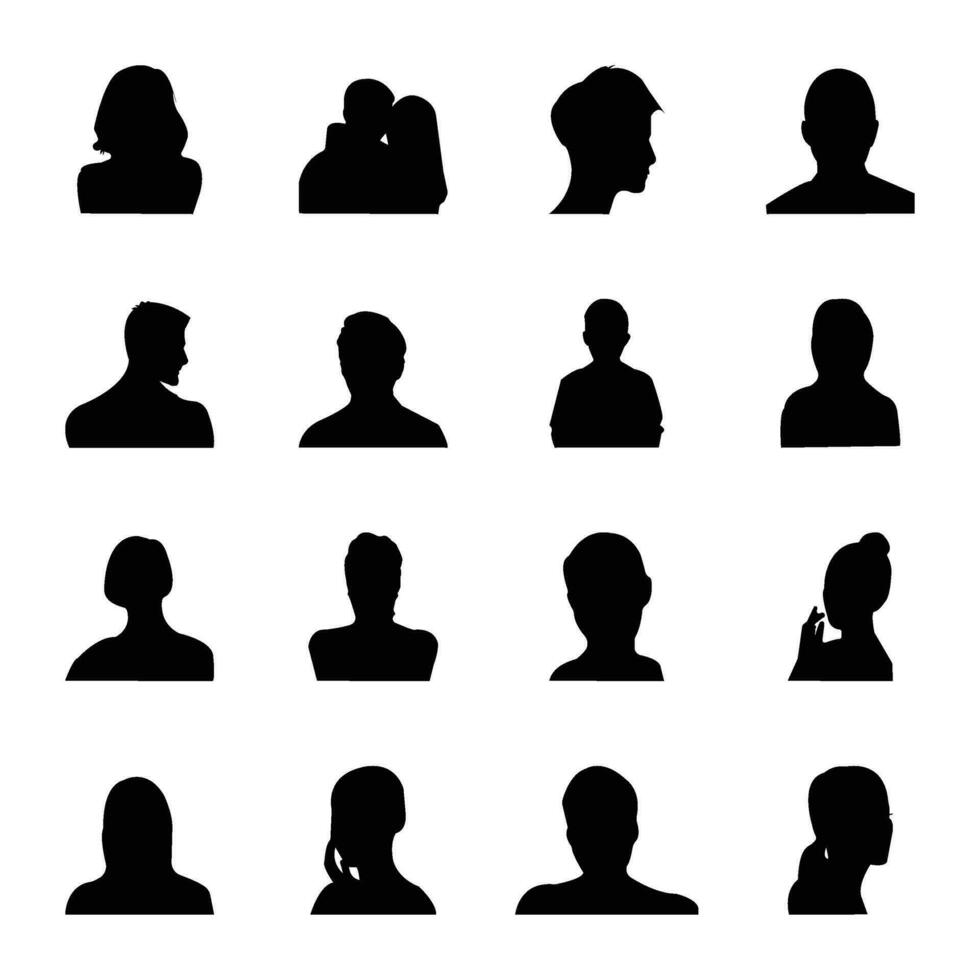 Pack of Human Face Silhouettes vector