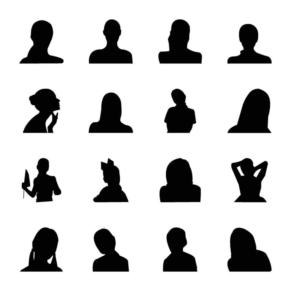 Pack of Human Face Silhouettes vector