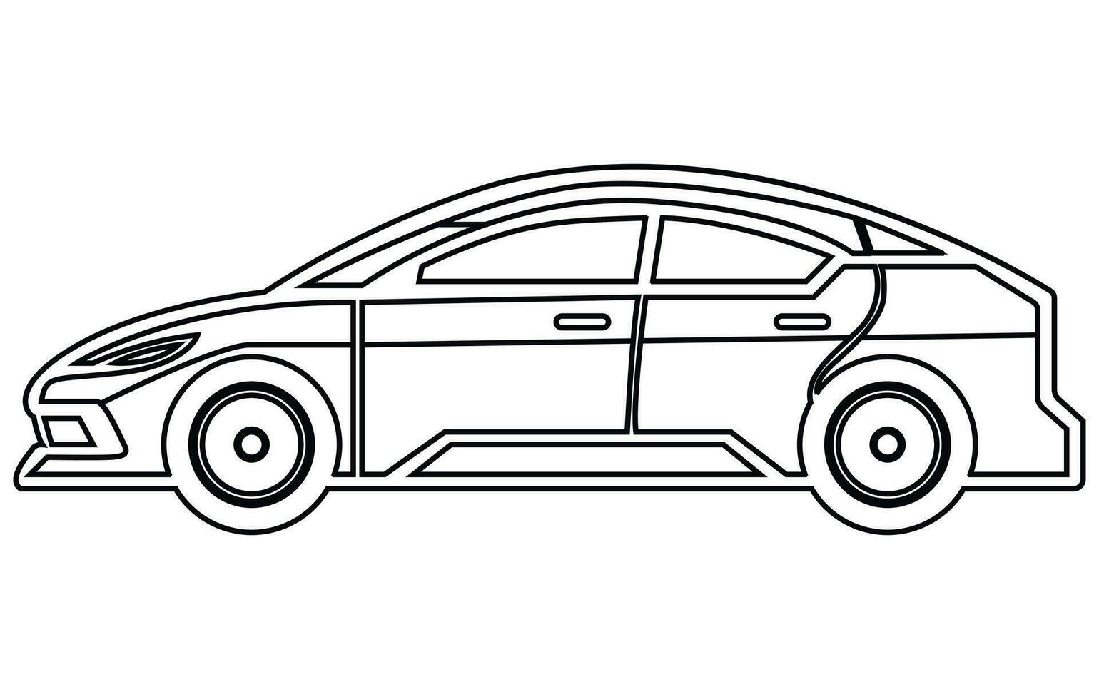 híbrido coche vector contorno , un mano dibujado línea híbrido coche logo ,