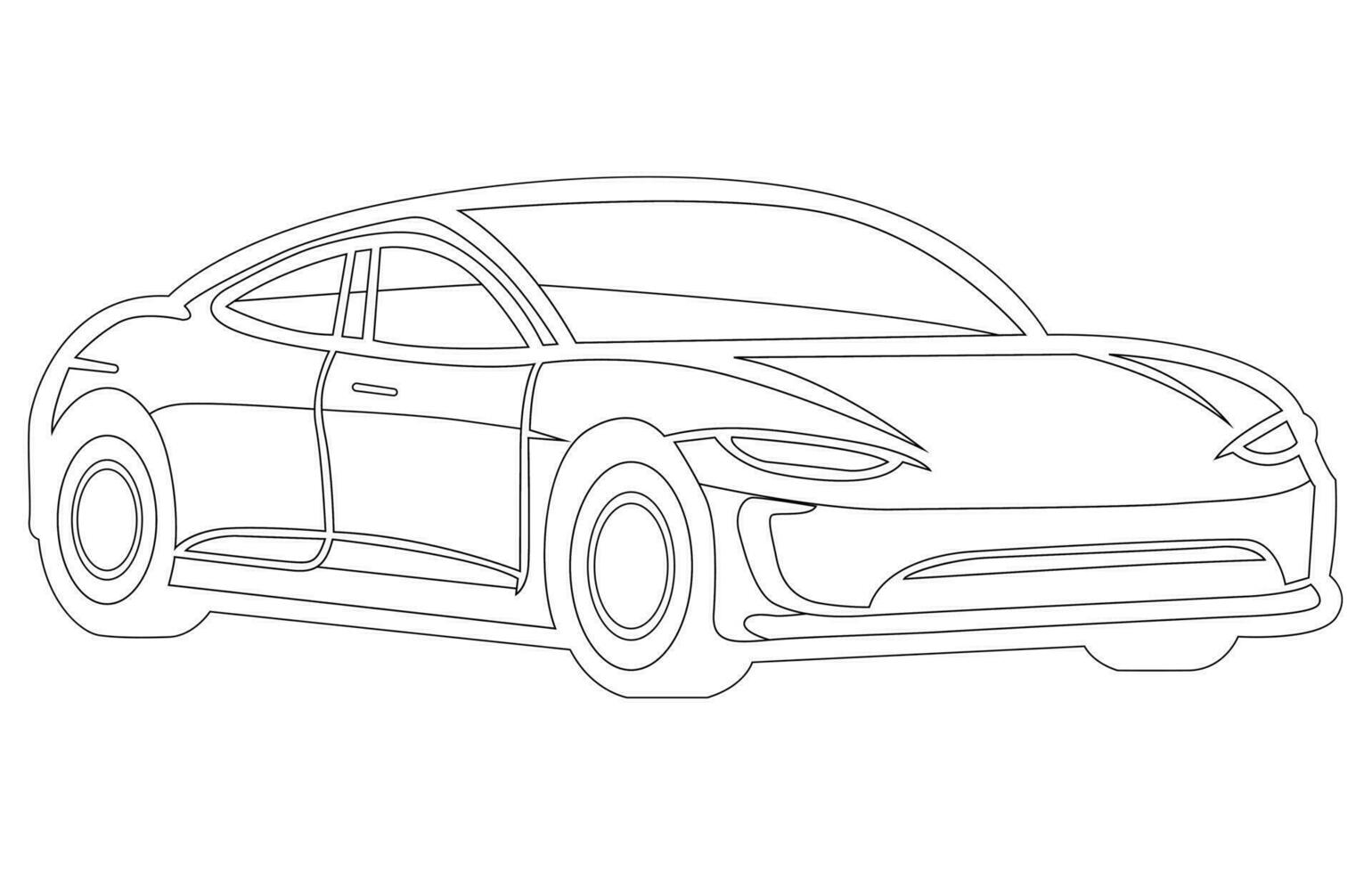 Hybrid car vector outline , A hand drawn line Hybrid Car logo ,