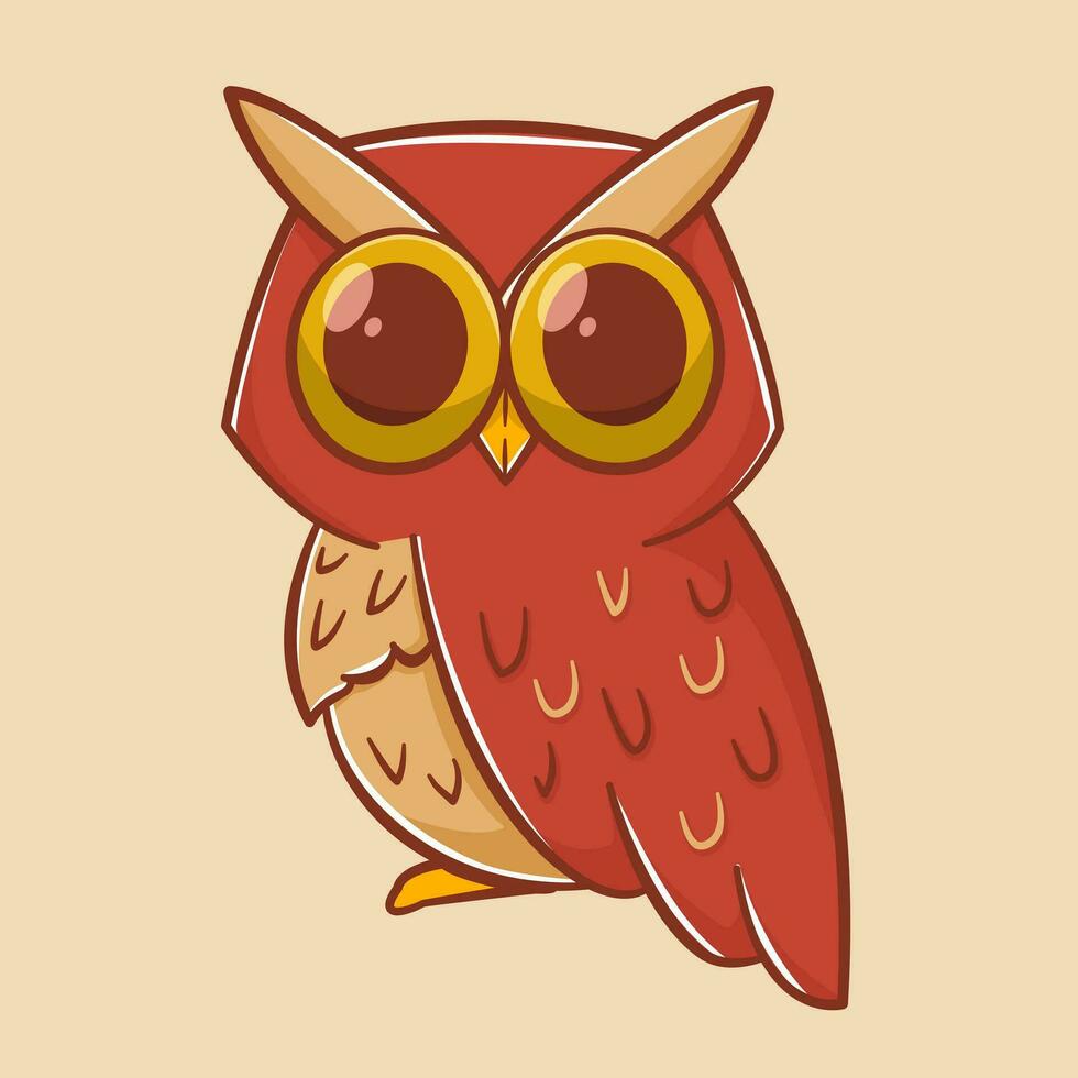 Cute owl bird cartoon illustration vector