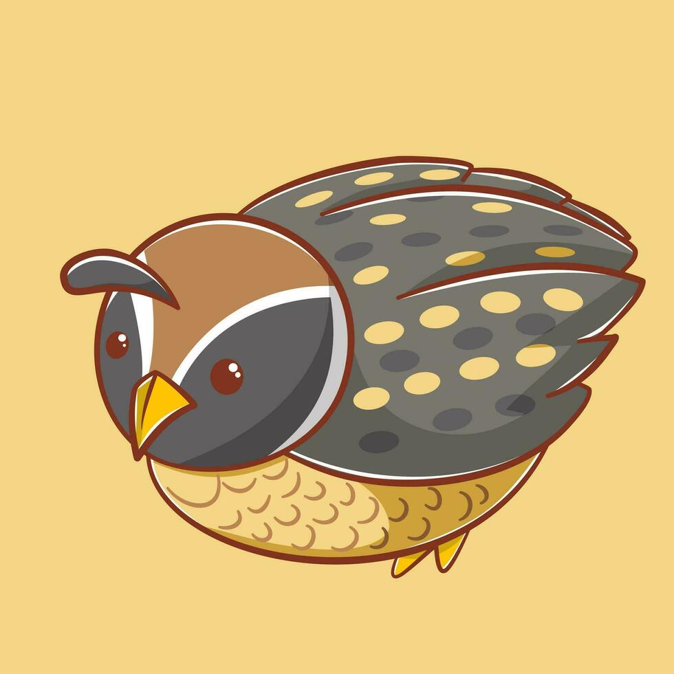 Cute quail bird cartoon illustration vector