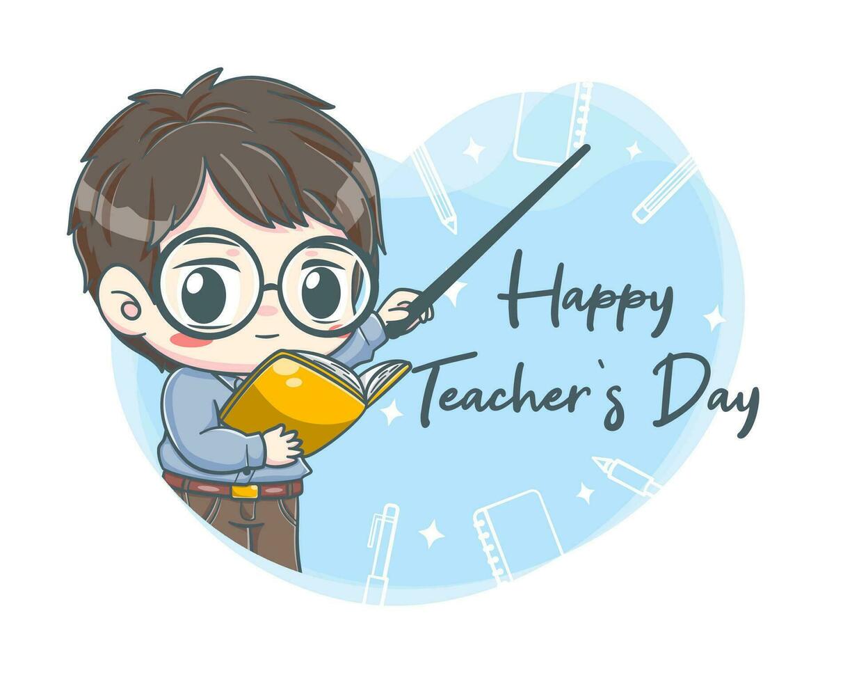 World teachers' day cartoon illustration vector