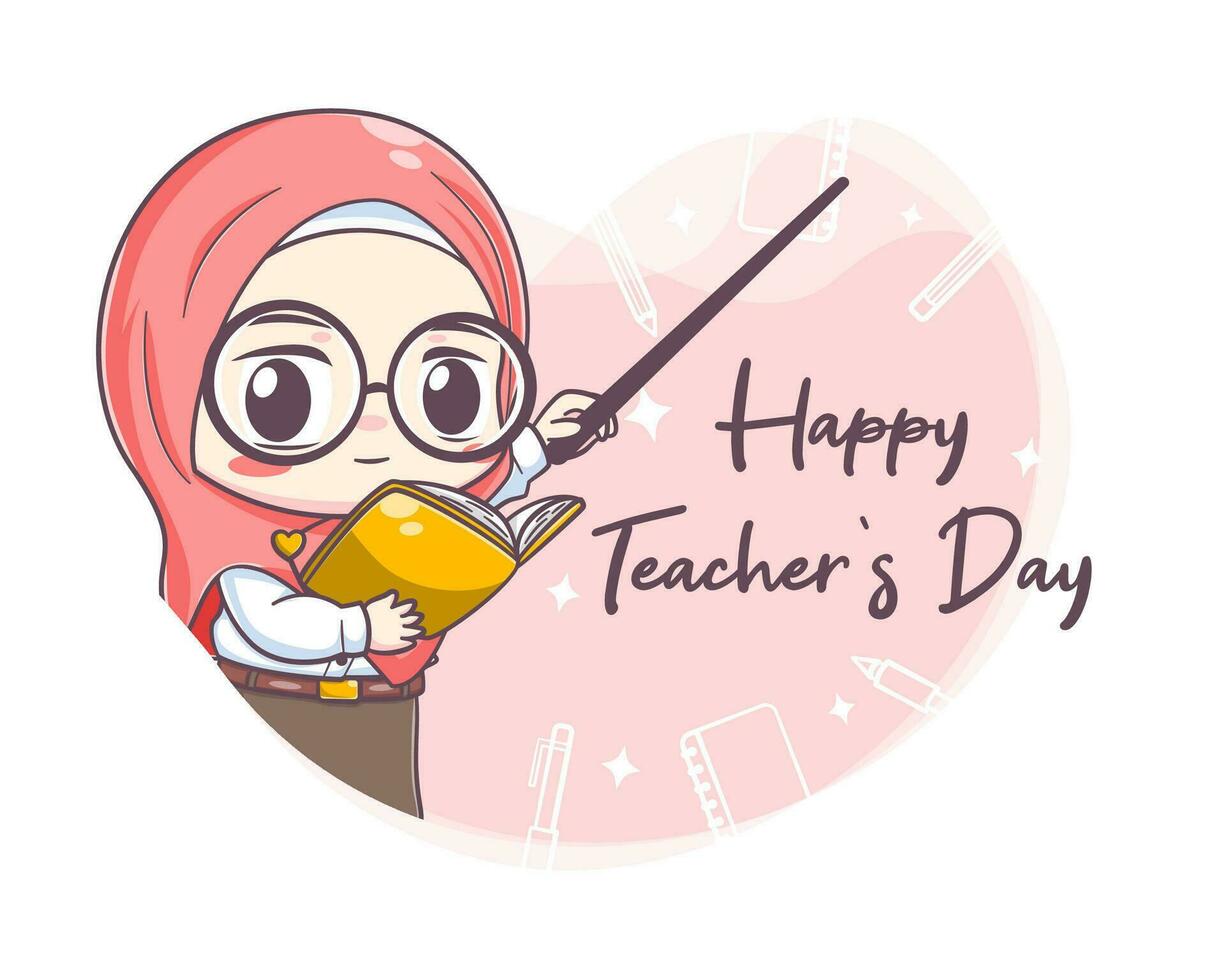 World teachers' day cartoon illustration vector