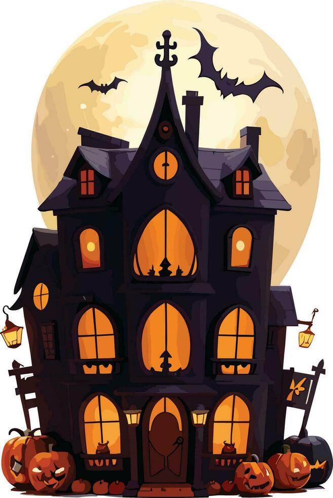 Haunted House Laser Cut Design vector