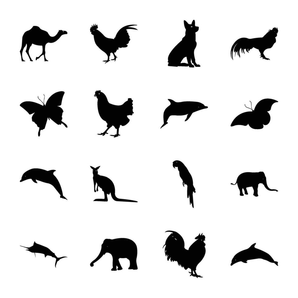 Pack of Animal Solid Icon Vectors