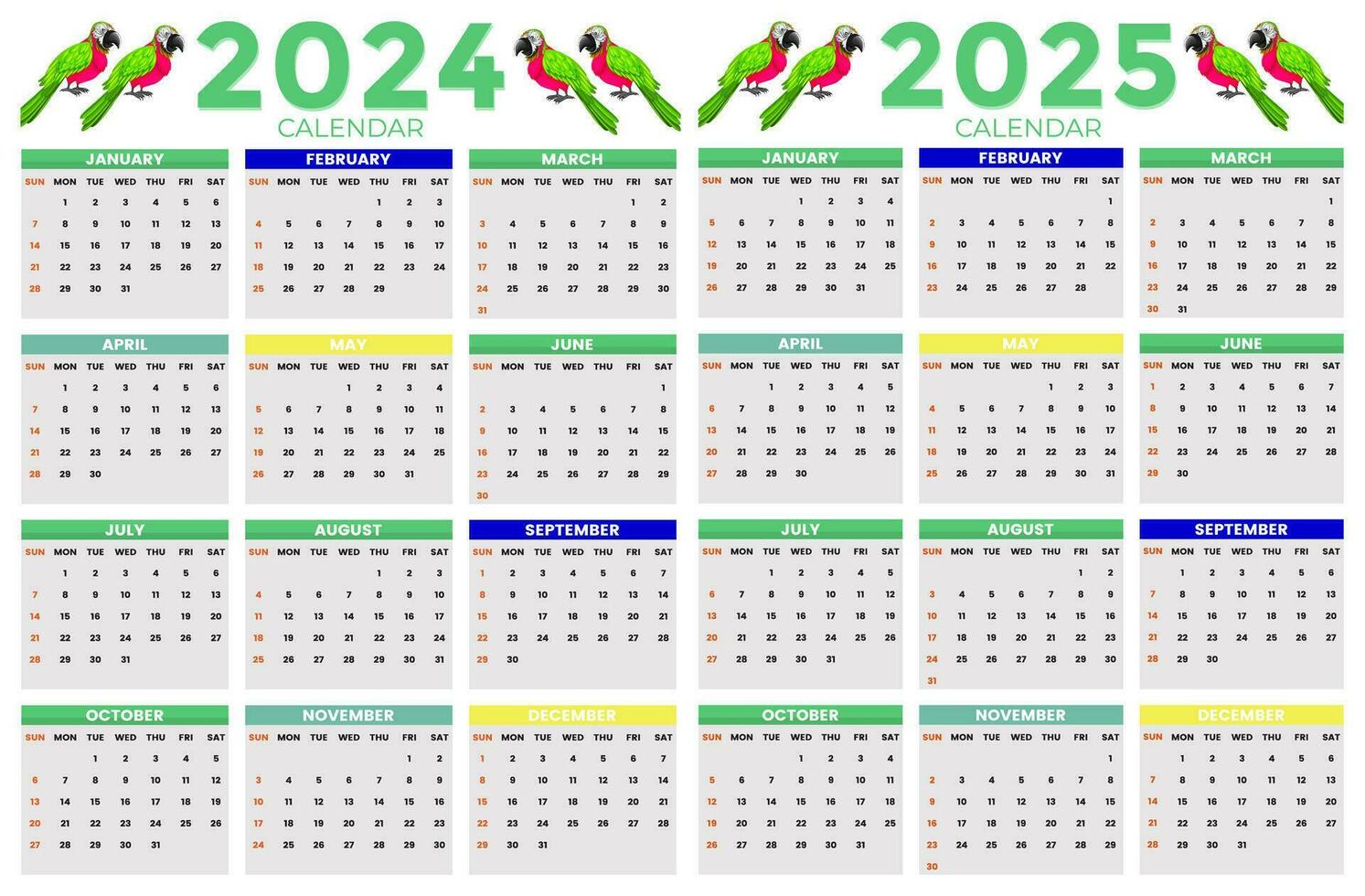 2024, 2025 calendario diseño modelo para contento nuevo año vector