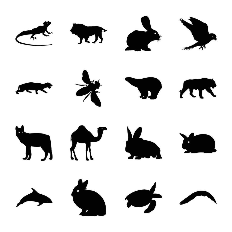 Pack of Beasts and Animal Solid Icon Vectors