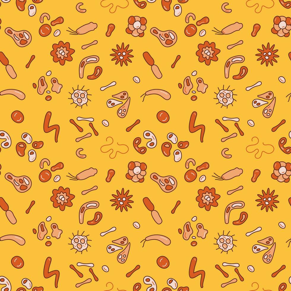Bacteria and Microbes vector concept yellow modern Seamless Pattern