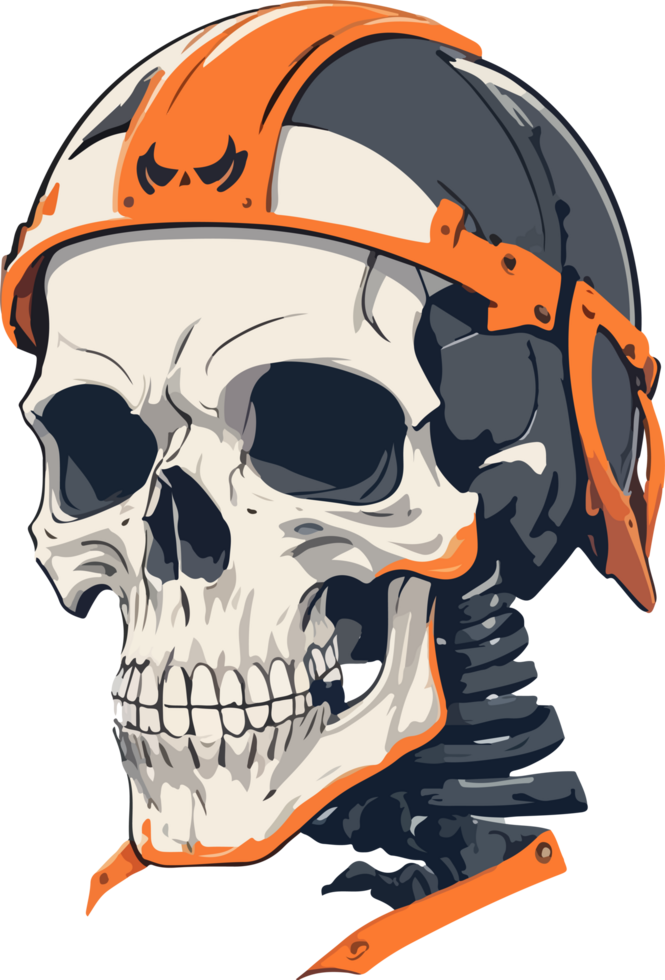 Skull Head with Helmet Illustration AI Generative png