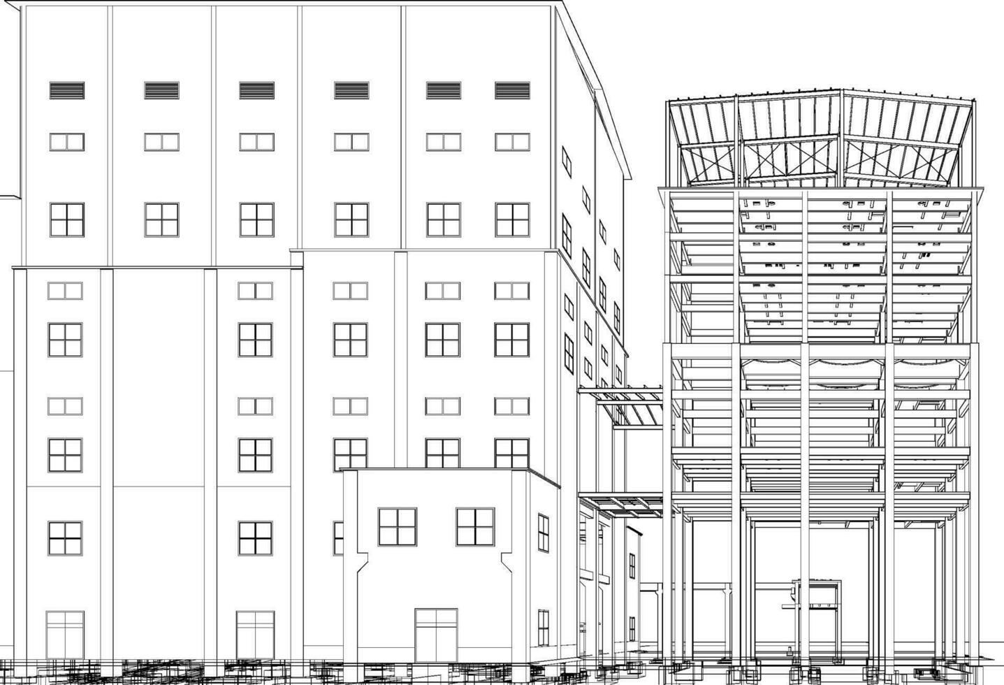 3D illustration of industrial building vector