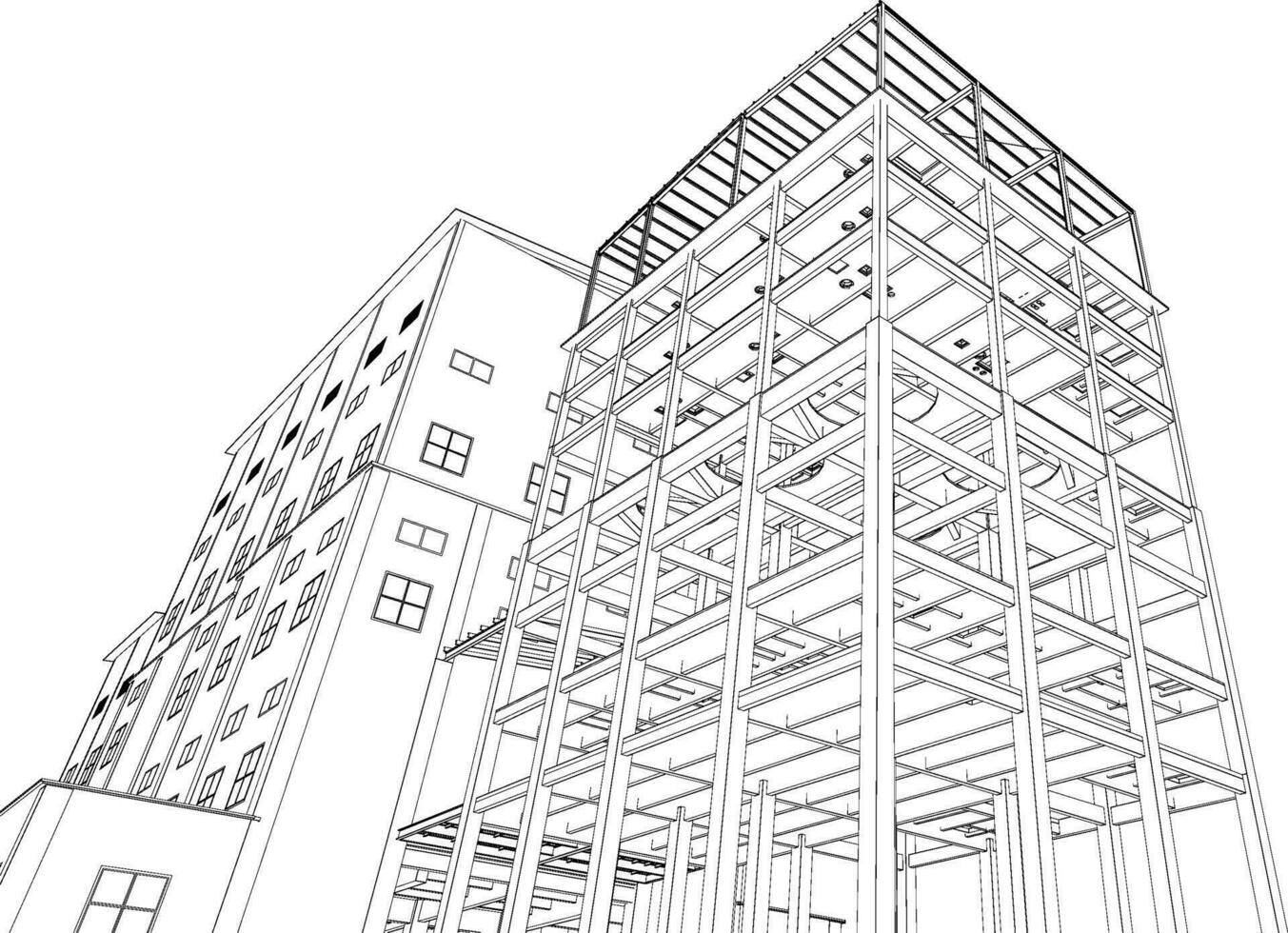 3d ilustración de industrial edificio vector