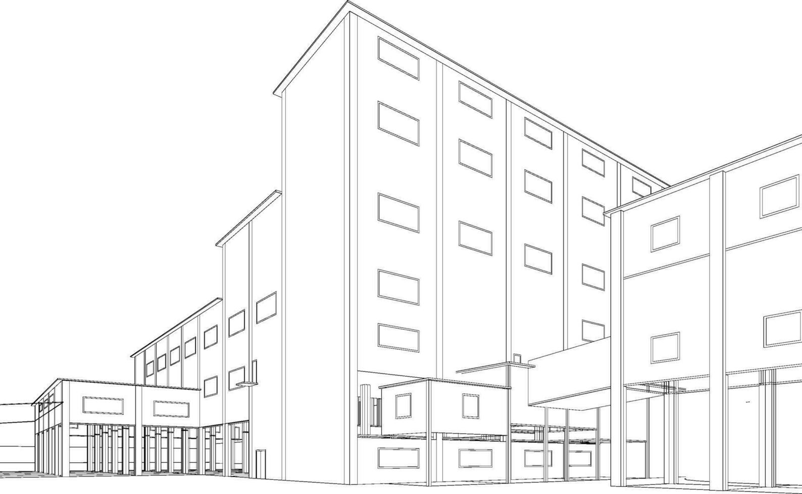 3D illustration of industrial building vector