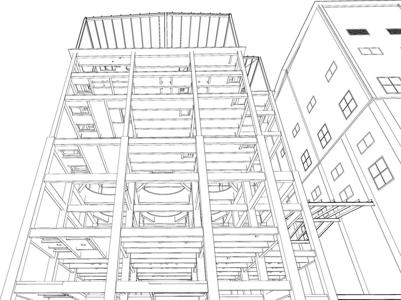 3d ilustración de industrial edificio vector