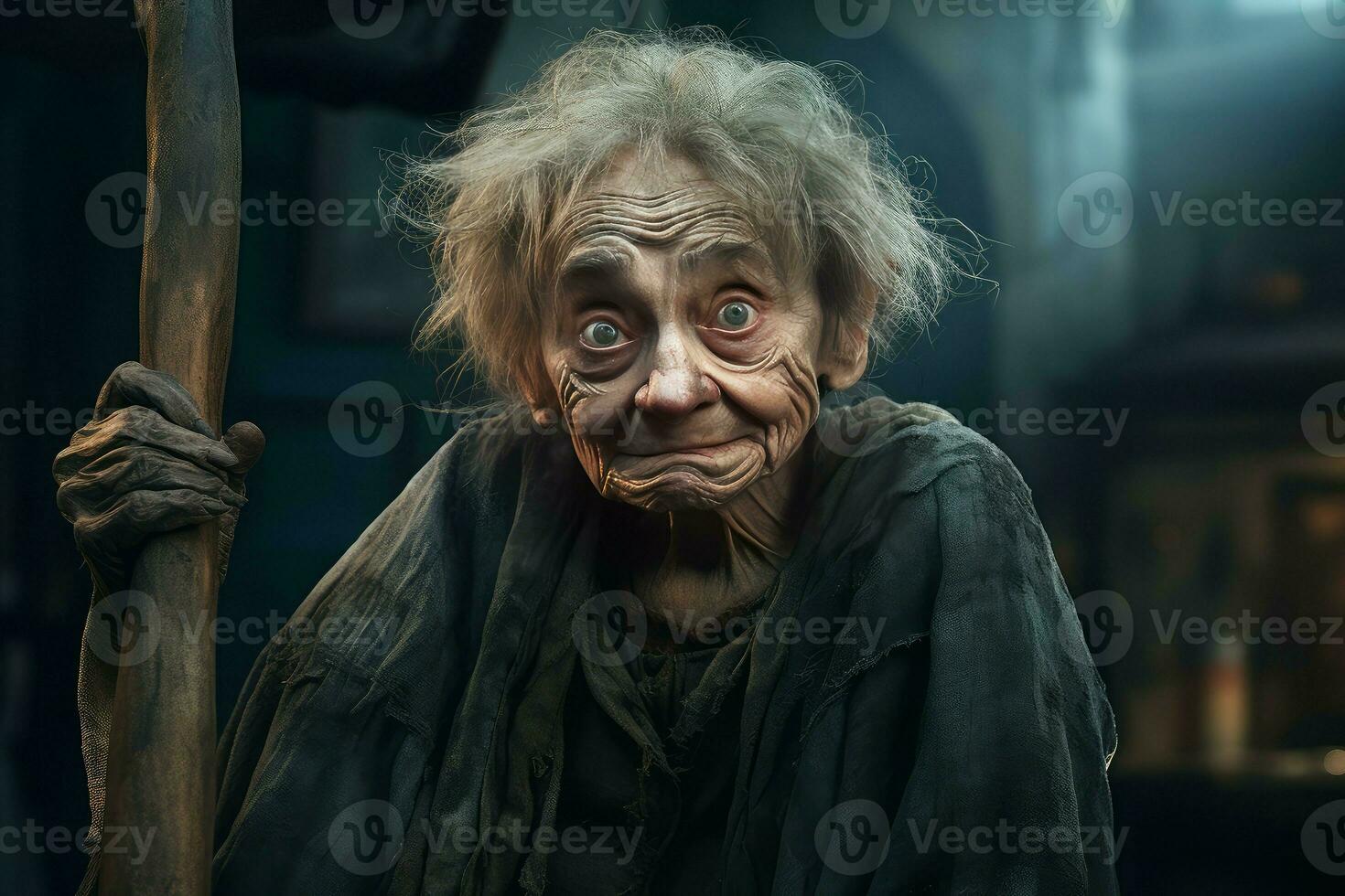 Talented Actor old woman in small theater. Generate Ai photo