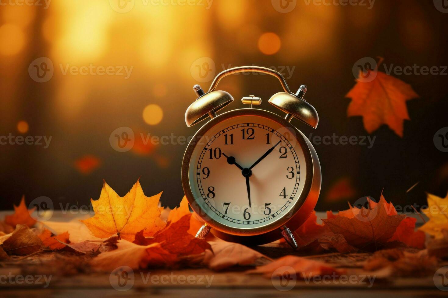 Alarm clock autumn. Generate Ai photo