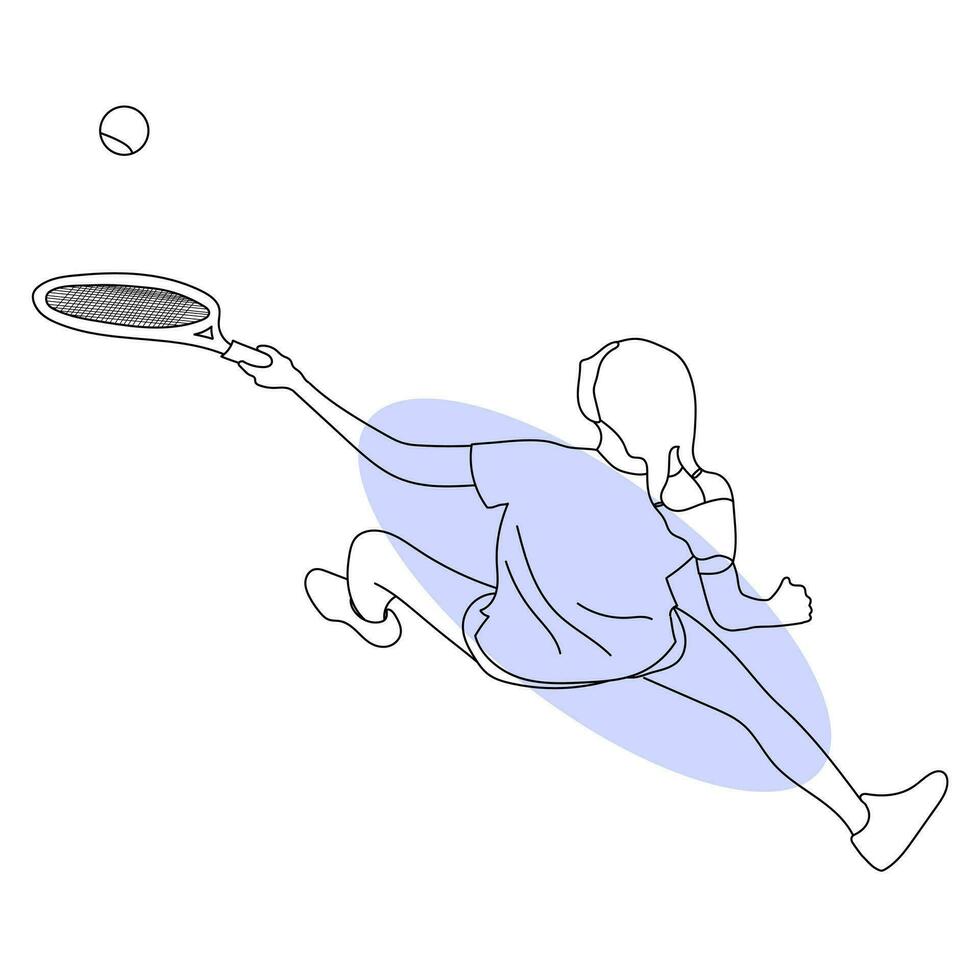 Line art of tennis player vector illustration sketch hand drawn isolated on white background